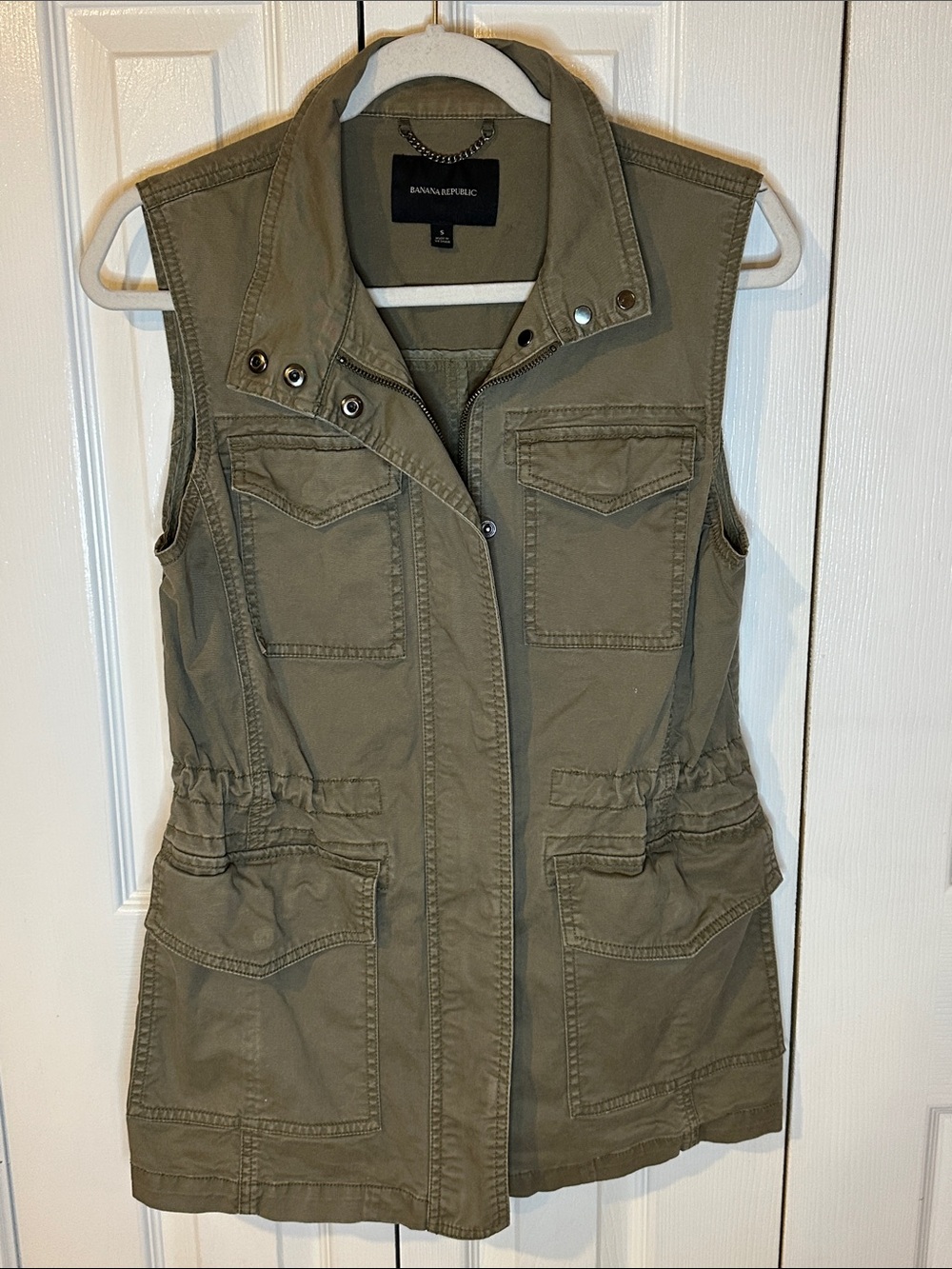 Banana Republic Olive Green Utility Vest with Front Pockets